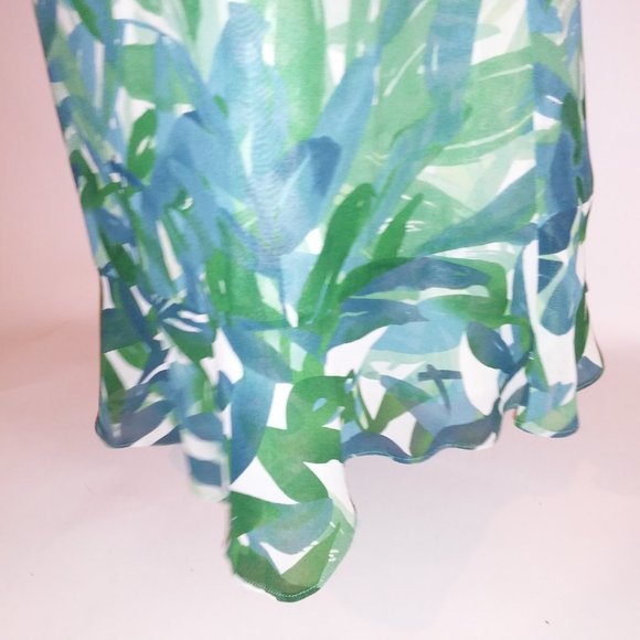 CAbi Green and Blue Leaf Print Midi Dress - Picture 8 of 10